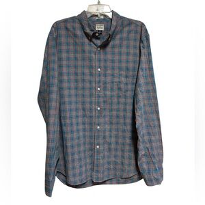 J.Crew Button Down Shirt Men XL  Blue gray Plaid Slim Fit 100% Cotton